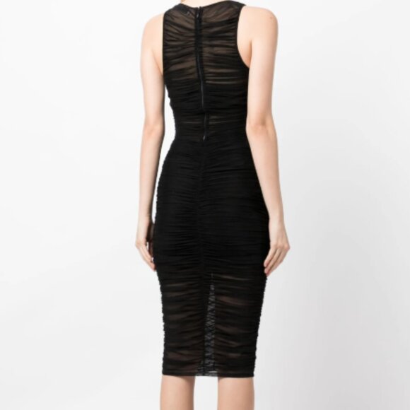 Fleur du Mal Ruched Sheer Mesh Midi Tank Dress - Picture 2 of 5